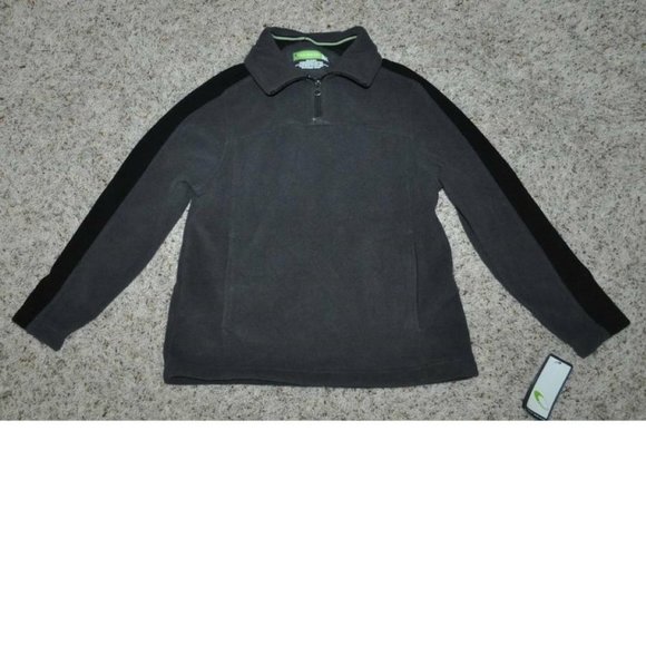 *Fleece Shirt Tek Gear sz 10/ Gray Black Long Sleeve 1/4 Zip Neck Sweatshirt Boy - Picture 1 of 3